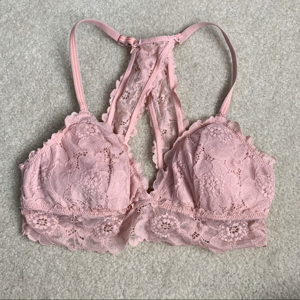 Pink lace bralette